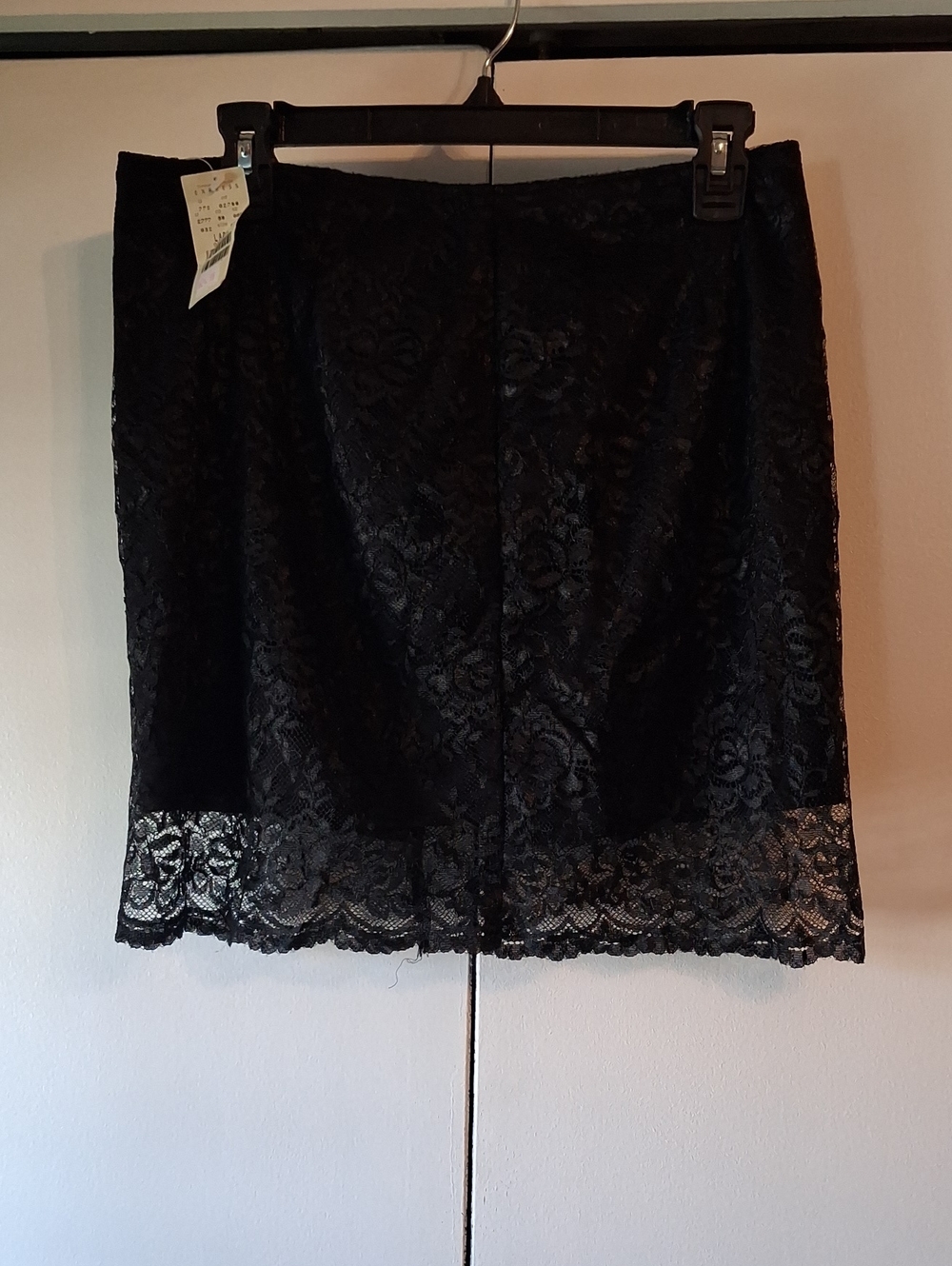 Express Black Lace Mini Skirt with Scalloped Hem